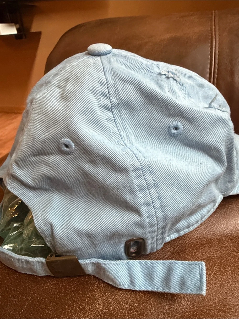 One size fit all Light Blue Distressed Cap with Bear Patch